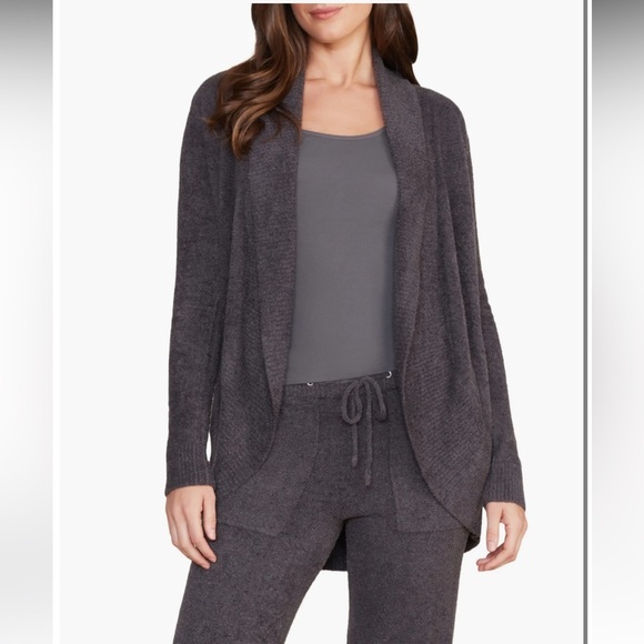 Barefoot Dreams CozyChic Lite Women's Open Front Cardigan Gray Carbon - Picture 12 of 12